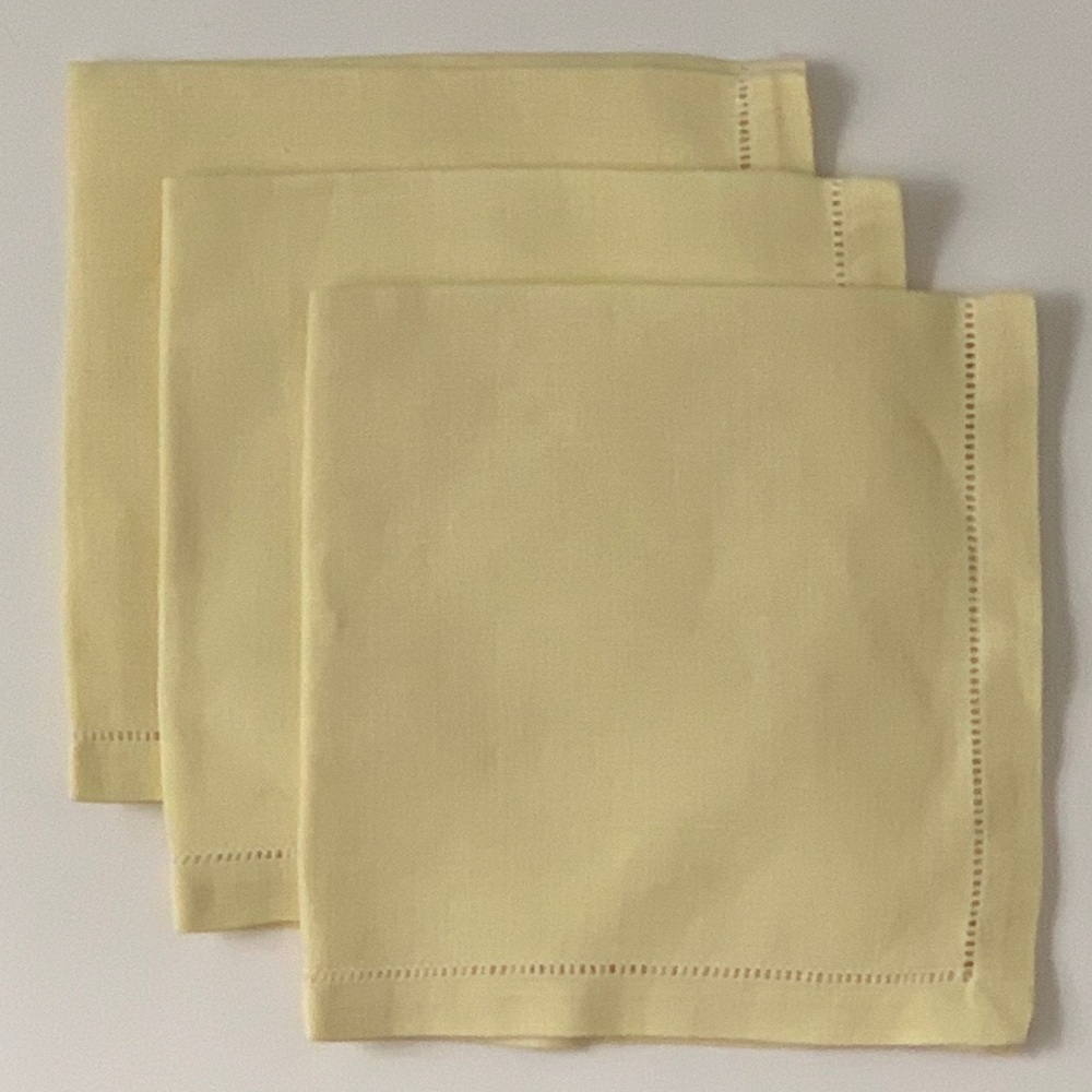 3 Vintage Deep Beige Classic Linen Cocktail Napkin